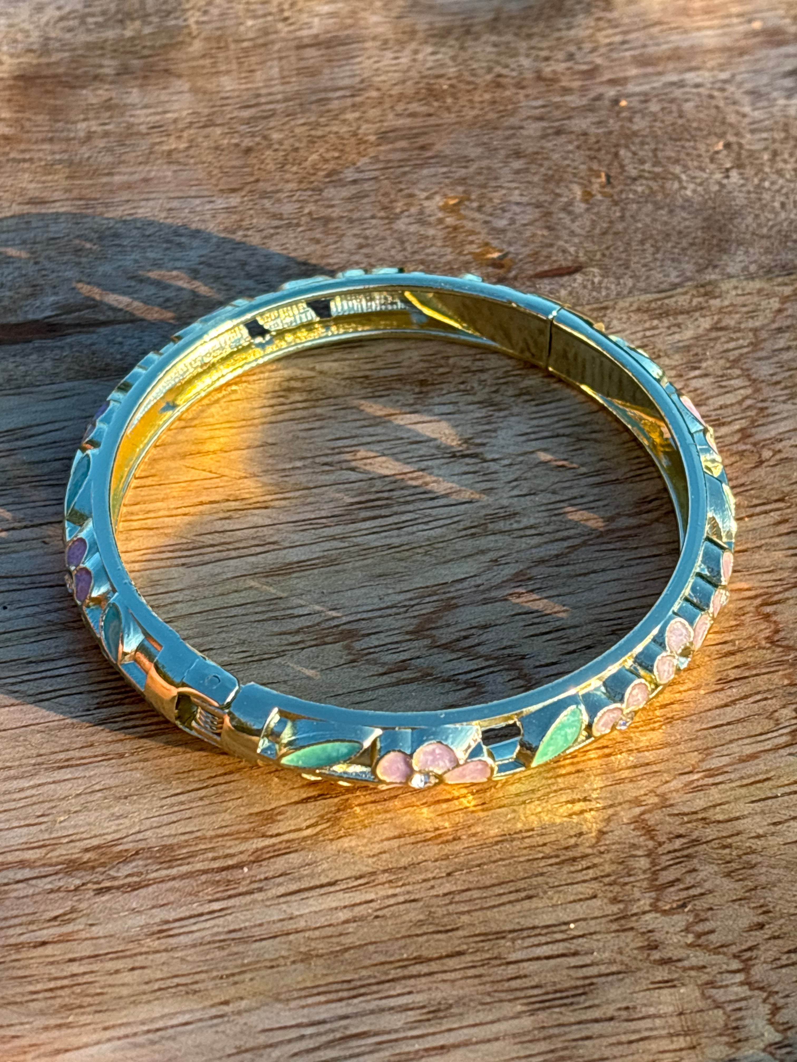 Bracelet vert pastel et parme
