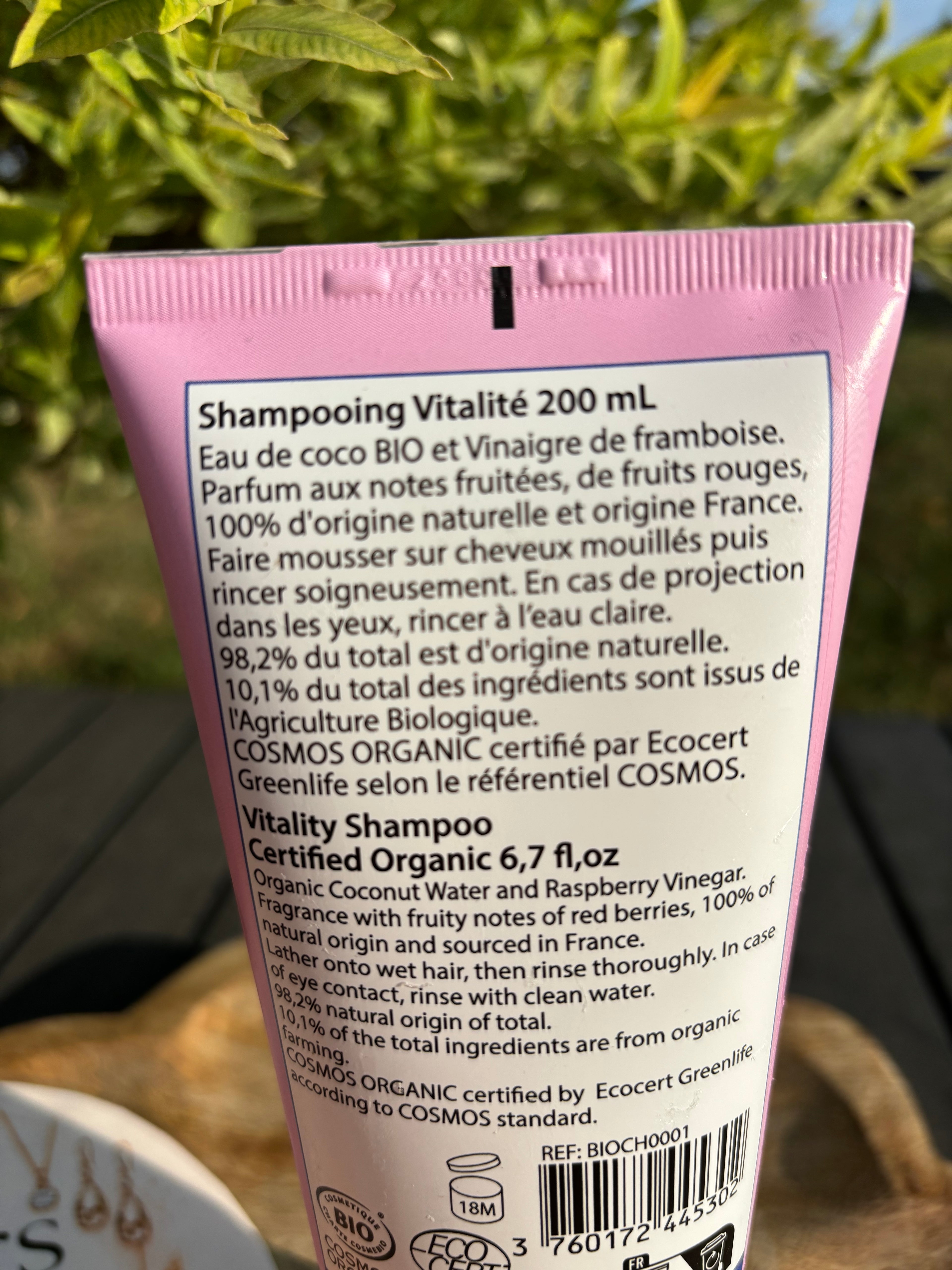 Shampooing vitalité certifié BIO parfum fruits rouges 200ml