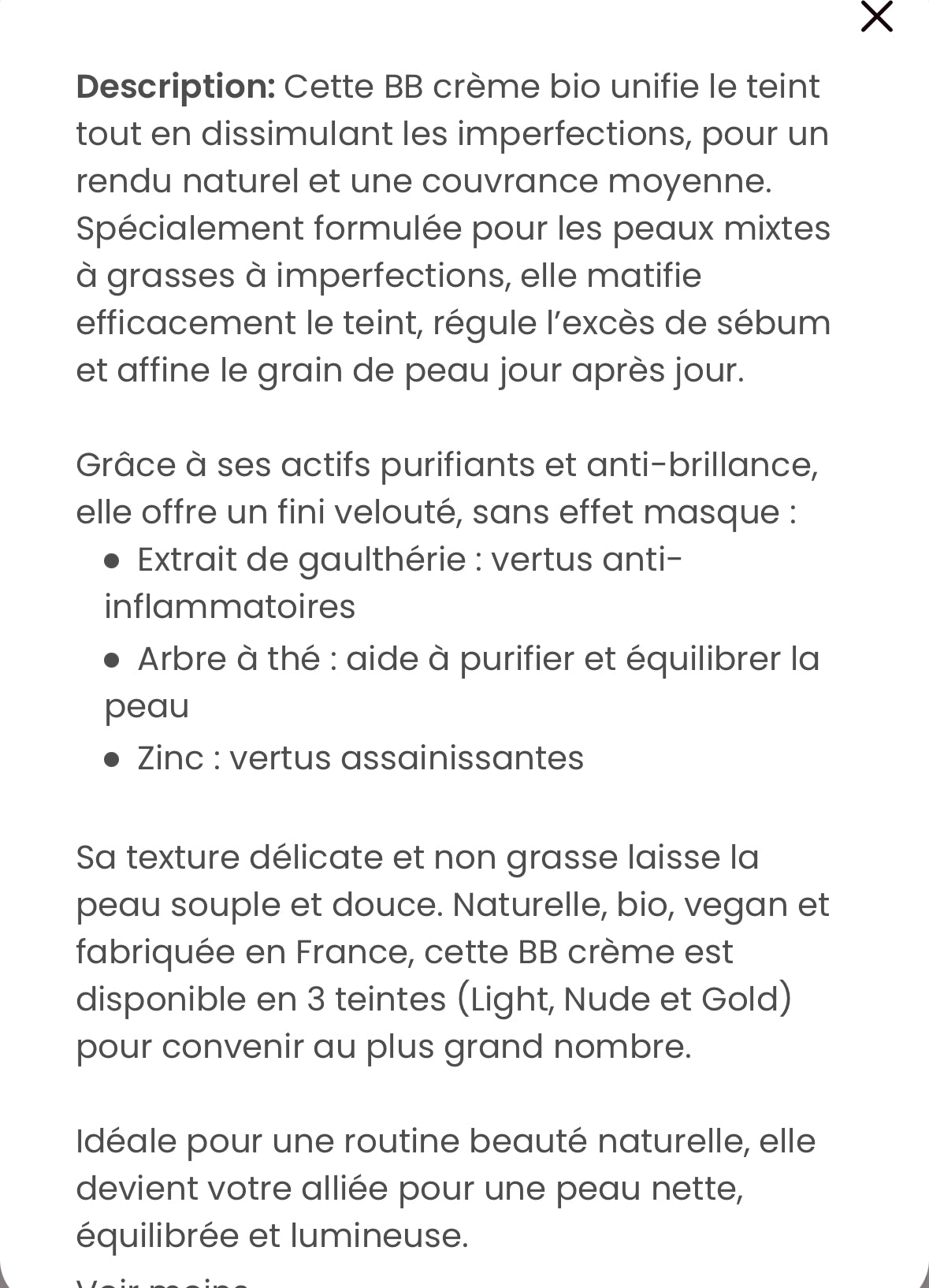 BB crème nude BIO