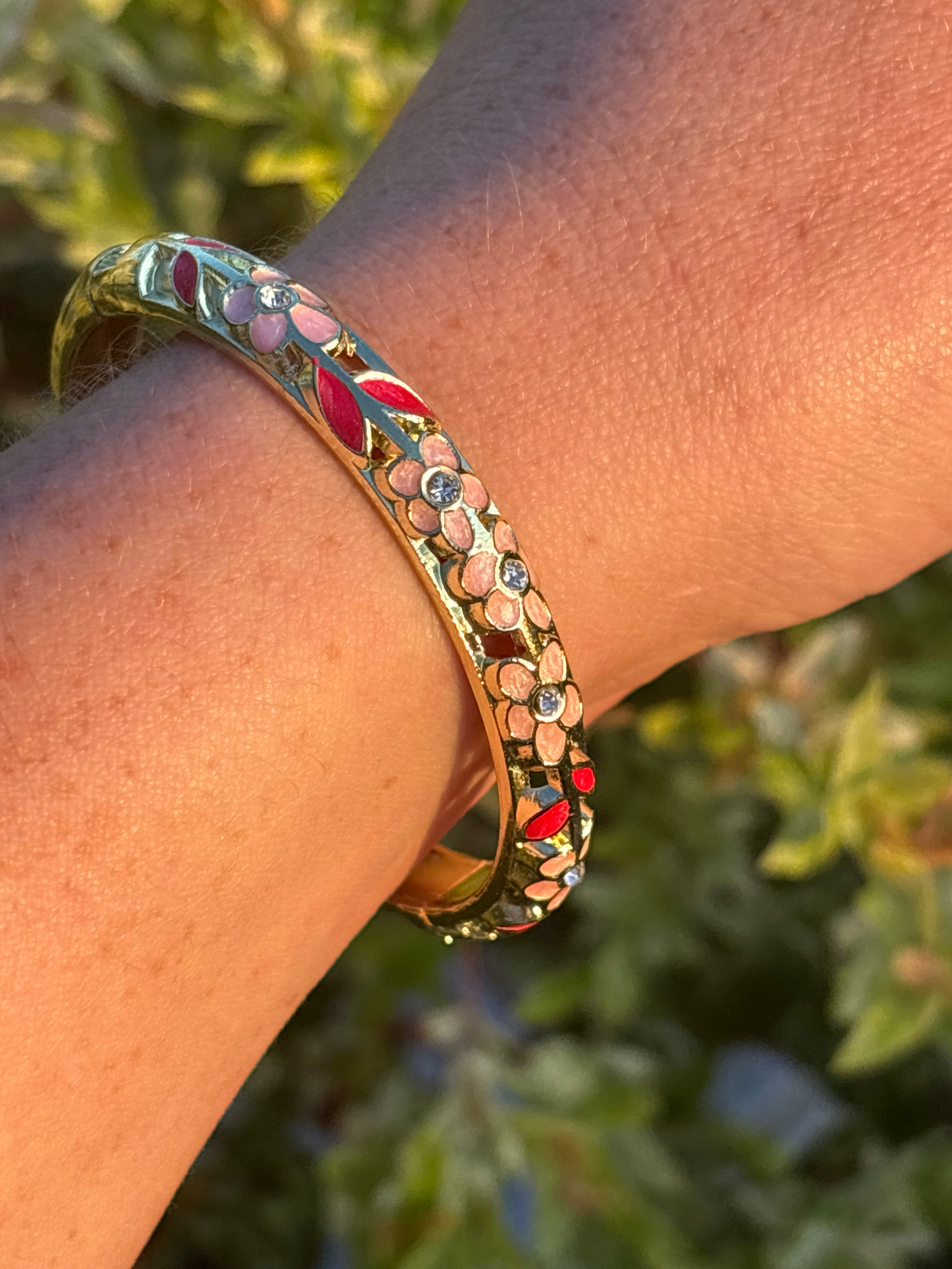 Bracelet acier rose et fuchsia