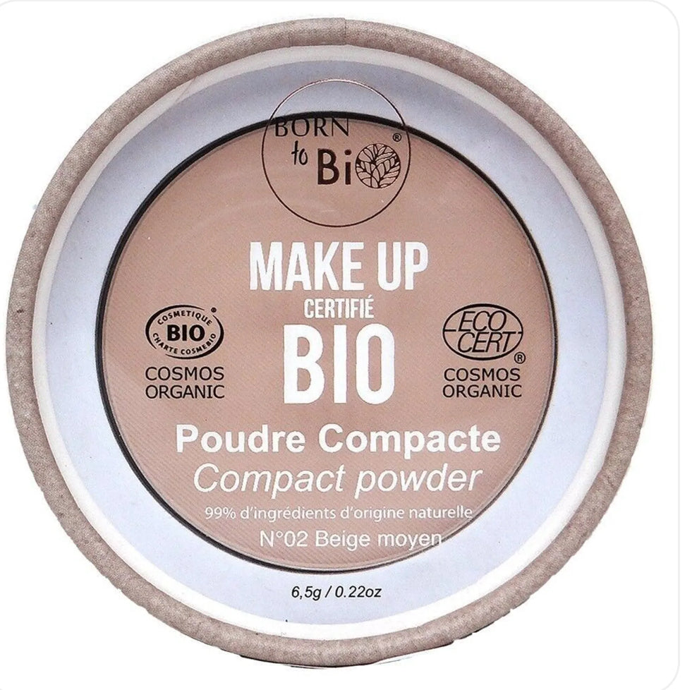 Poudre compacte beige moyen bio .Une poudre couvrante qui apporte un fini mat tout en absorbant les excès de sébum.