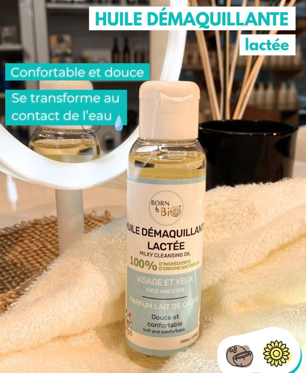 Huile démaquillante lactée
