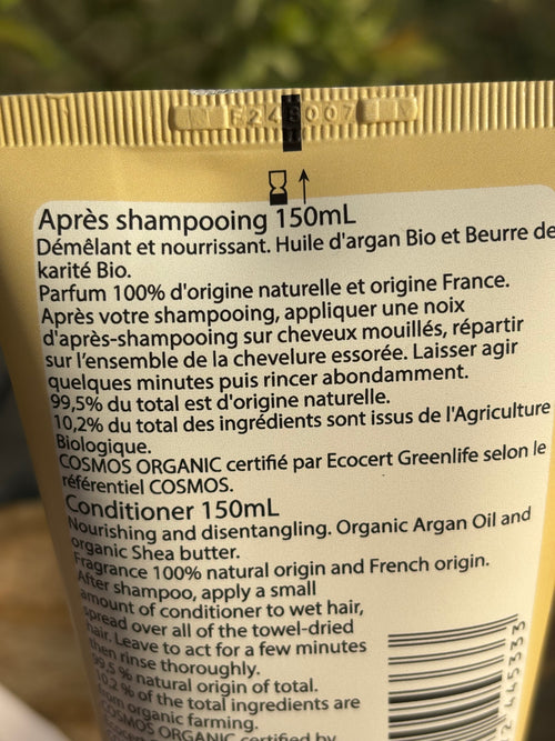 Après shampooing Argan et Karité BIO nourrissant et démêlant 150ml